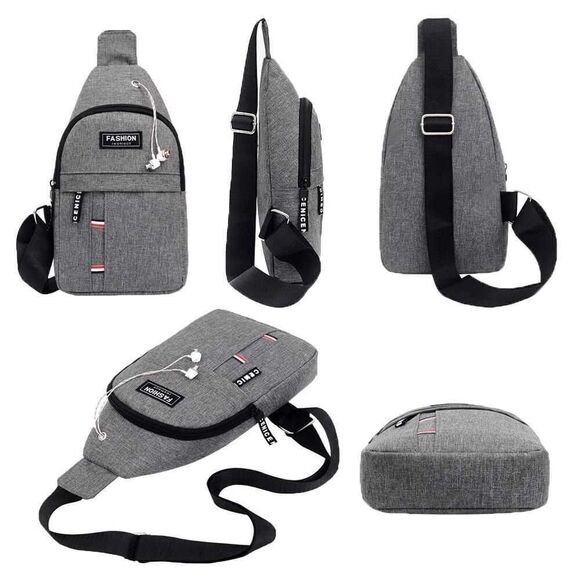 Gray Chest Crossbody Shoulder Sling Bag - Picture 8 of 10